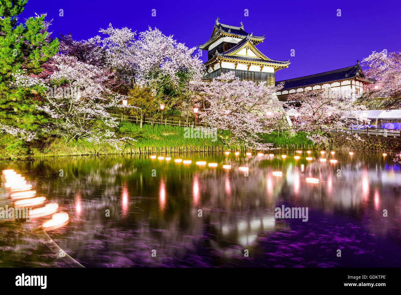 Nara, Giappone a Koriyama e Castello nella stagione primaverile. Foto Stock