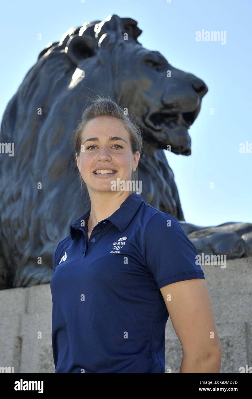 Londra, Regno Unito. 19 Luglio, 2016. Emily Scarratt (womens capitano). TeamGB annunciare il Rugby Sevens (7'S) squadre per la Rio2016 Olimpiadi. Trafalgar square. Londra. Regno Unito. 19/07/2016. Credito: Sport In immagini/Alamy Live News Foto Stock