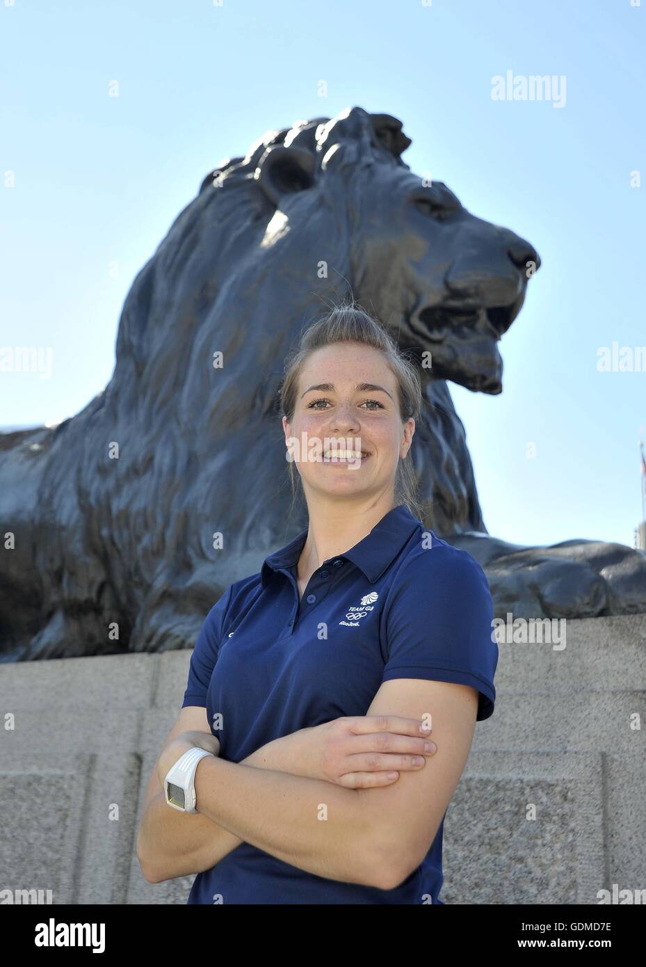 Londra, Regno Unito. 19 Luglio, 2016. Emily Scarratt (womens capitano). TeamGB annunciare il Rugby Sevens (7'S) squadre per la Rio2016 Olimpiadi. Trafalgar square. Londra. Regno Unito. 19/07/2016. Credito: Sport In immagini/Alamy Live News Foto Stock