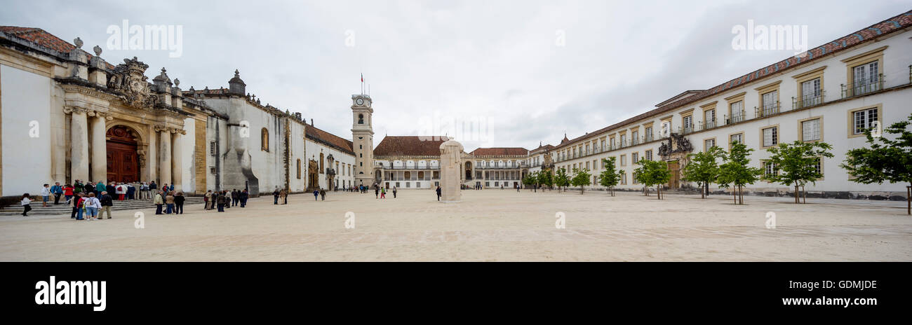 Panorama della University Square, Università di Coimbra, Coimbra, Distretto di Coimbra, Portogallo, Europa viaggi, fotografia di viaggio Foto Stock