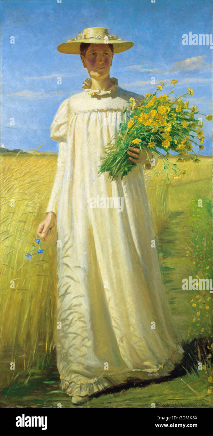 Michael Ancher - Anna Ancher tornando dal campo Foto Stock