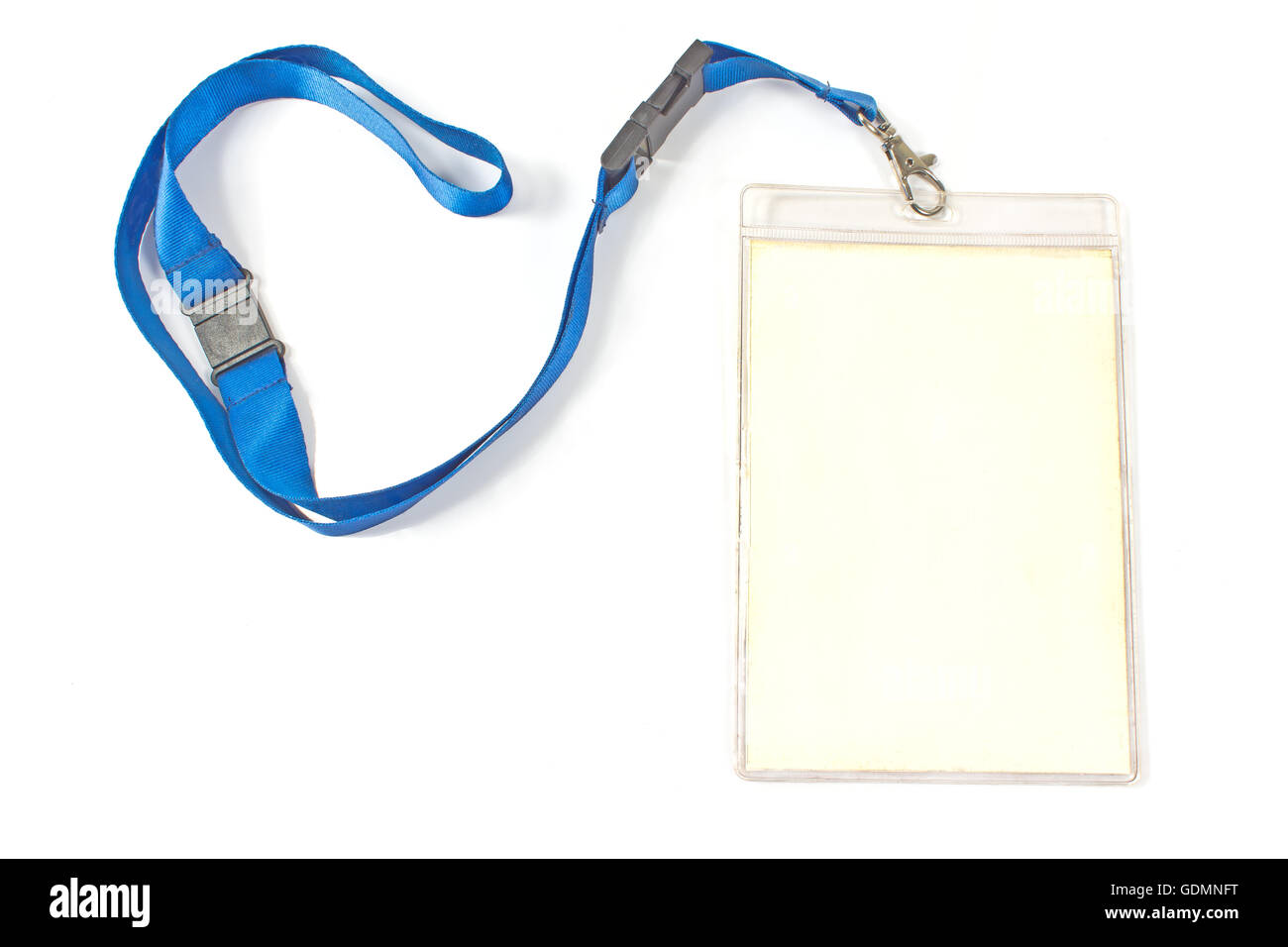 Blank scheda ID tag isolato su bianco Foto Stock