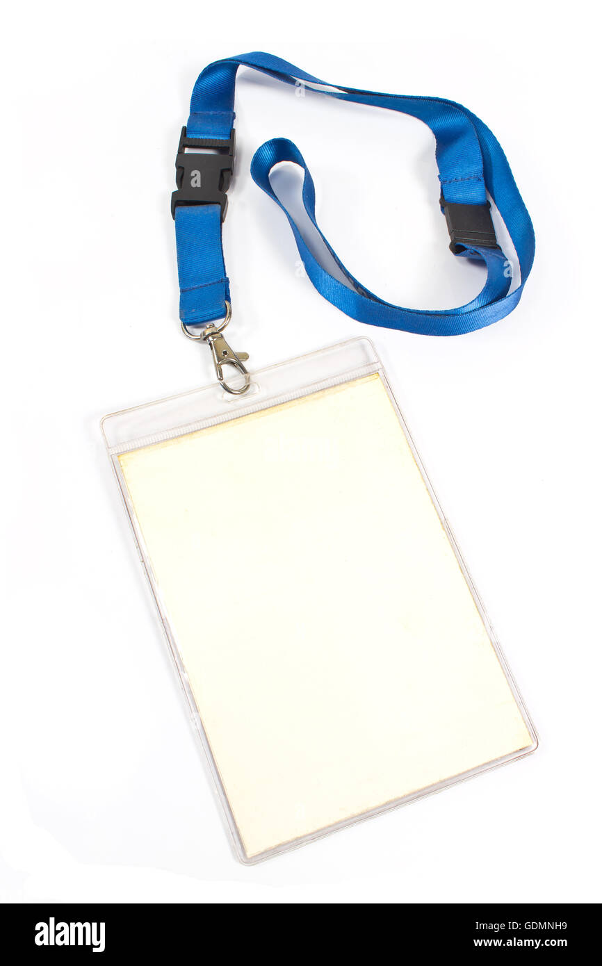 Blank scheda ID tag isolato su bianco Foto Stock