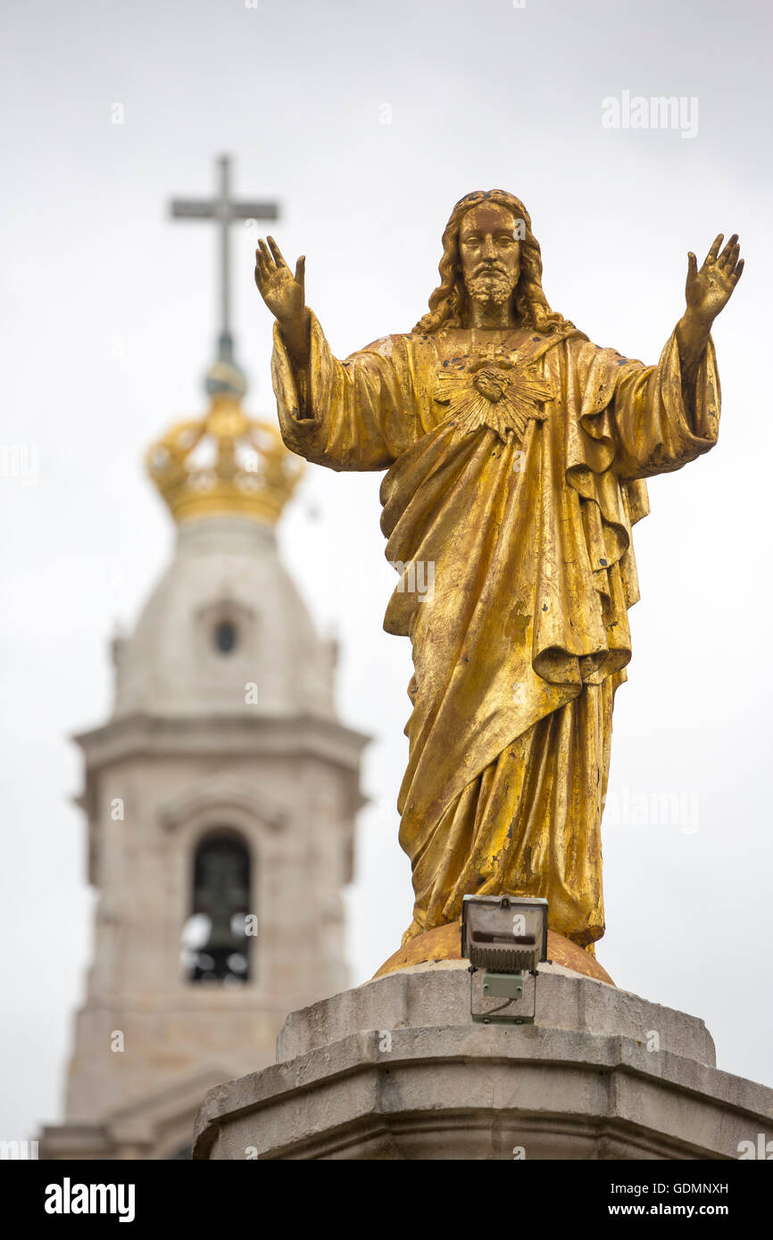 Gesù la figura sul piazzale della Basilica Antiga, Fátima, Santarem, Portogallo, Europa, viaggi, fotografia di viaggio Foto Stock
