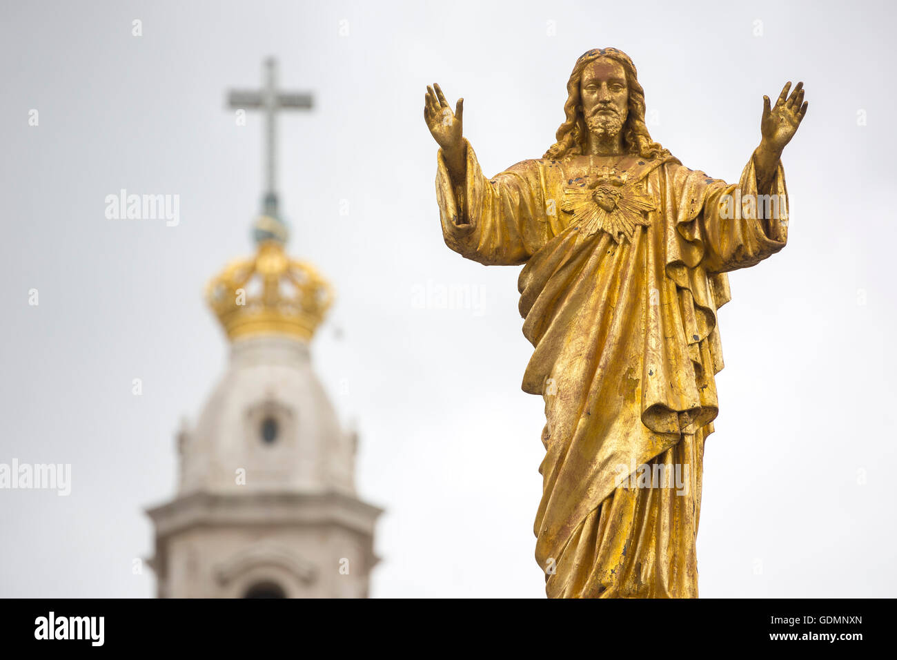 Gesù la figura sul piazzale della Basilica Antiga, Fátima, Santarem, Portogallo, Europa, viaggi, fotografia di viaggio Foto Stock