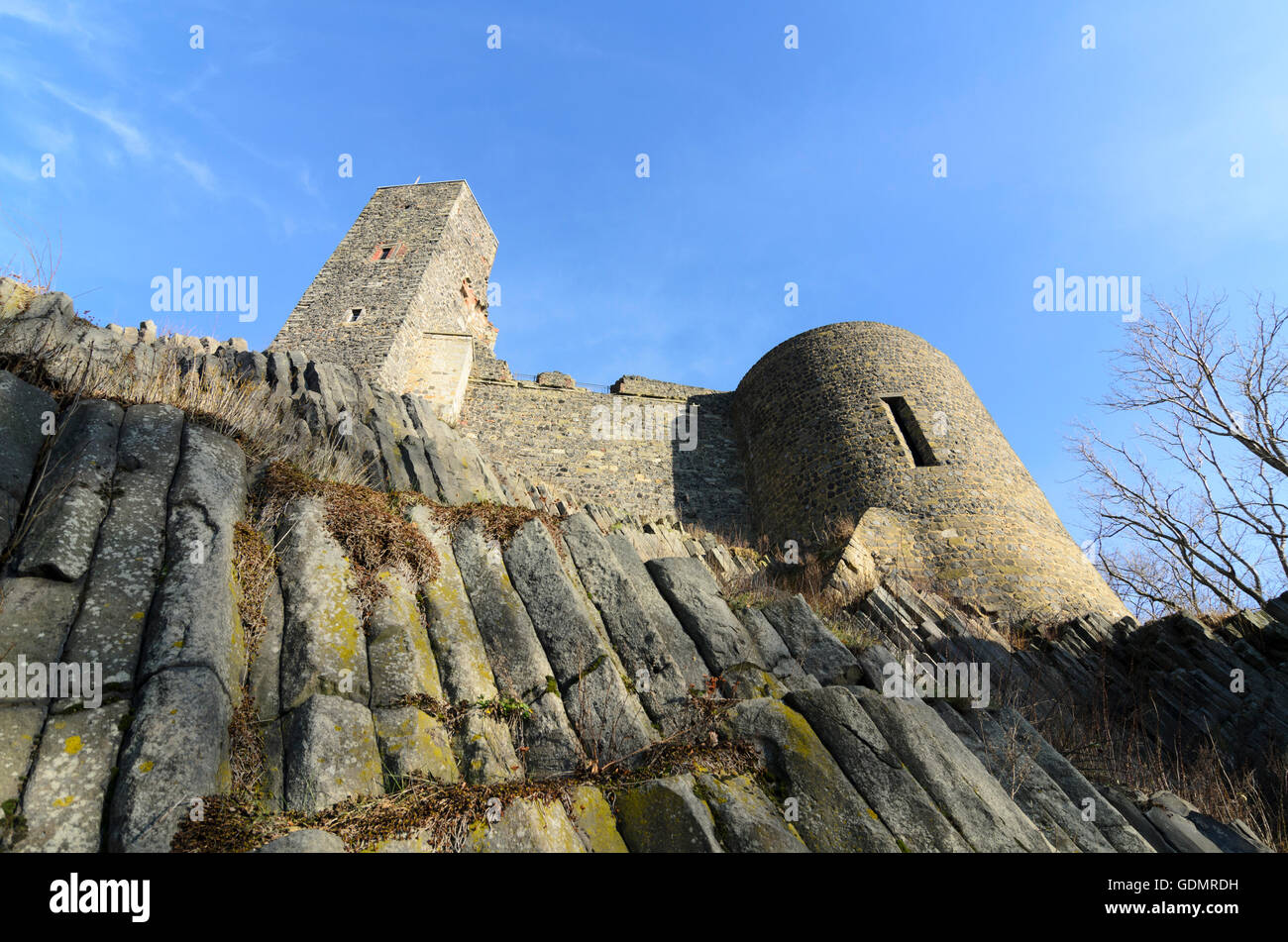 Stolpen: Stolpen Castello e colonne di basalto, Germania, Sassonia, Sassonia, Foto Stock