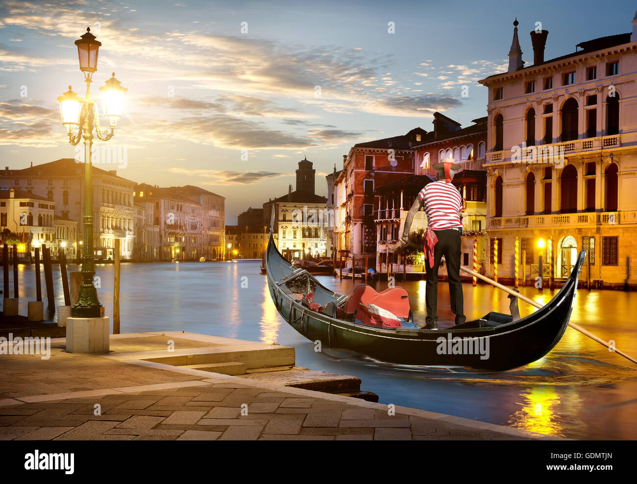 Grand Canal nel tempo al tramonto, Venezia, Italia Foto Stock