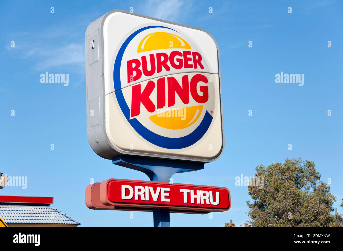 Drive Thru Burger King Fast Food segno Foto Stock