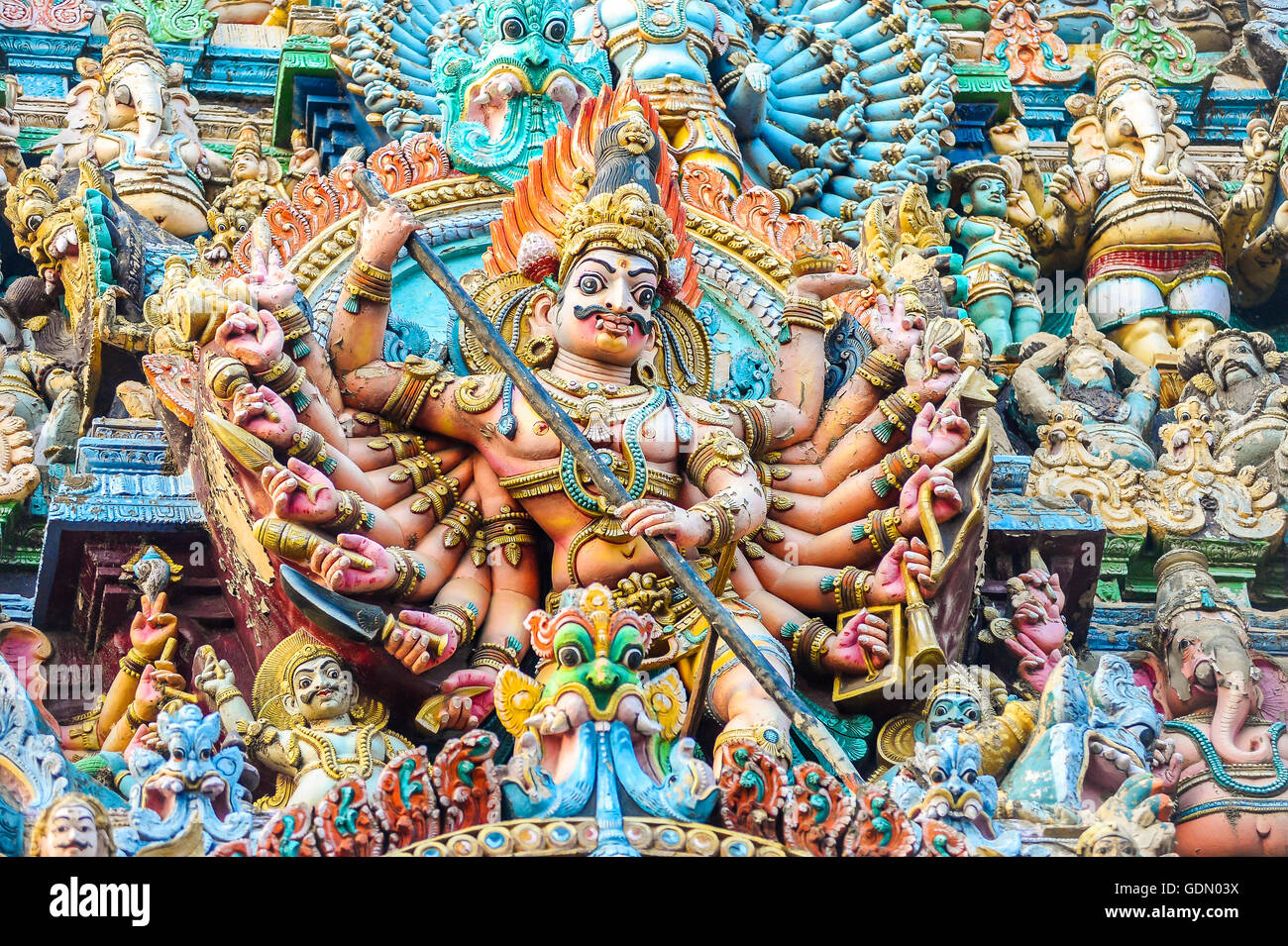 Rappresentazioni delle divinità, Sri Meenakshi Sundareshwarar tempio, Madurai, Tamil Nadu, India meridionale, India Foto Stock