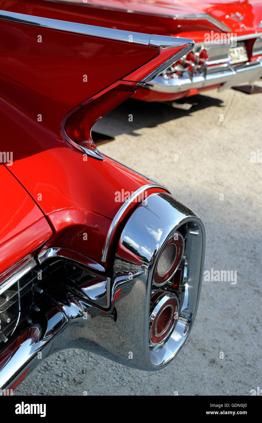Dettaglio di una Cadillac rossa Foto Stock