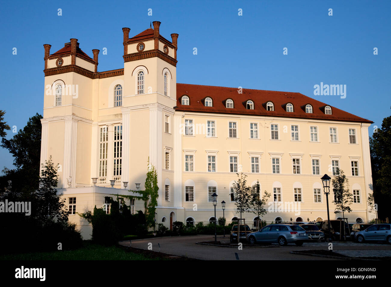 Schloss Luebbenau Castello, Luebbenau, Spreewald, Brandenburg Foto Stock