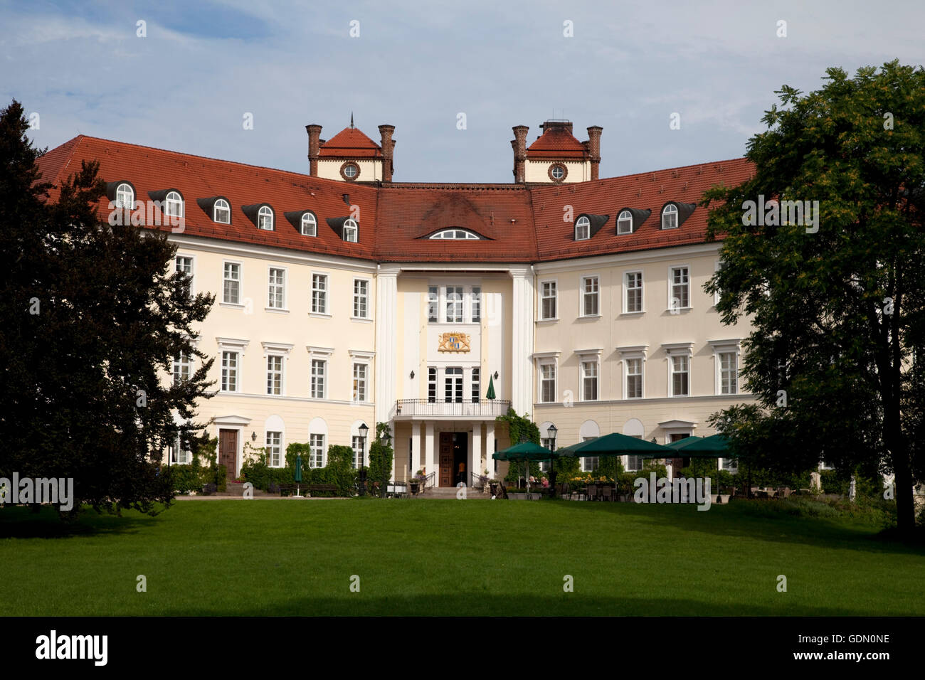 Schloss Luebbenau Castello, Luebbenau, Spreewald, Brandenburg Foto Stock