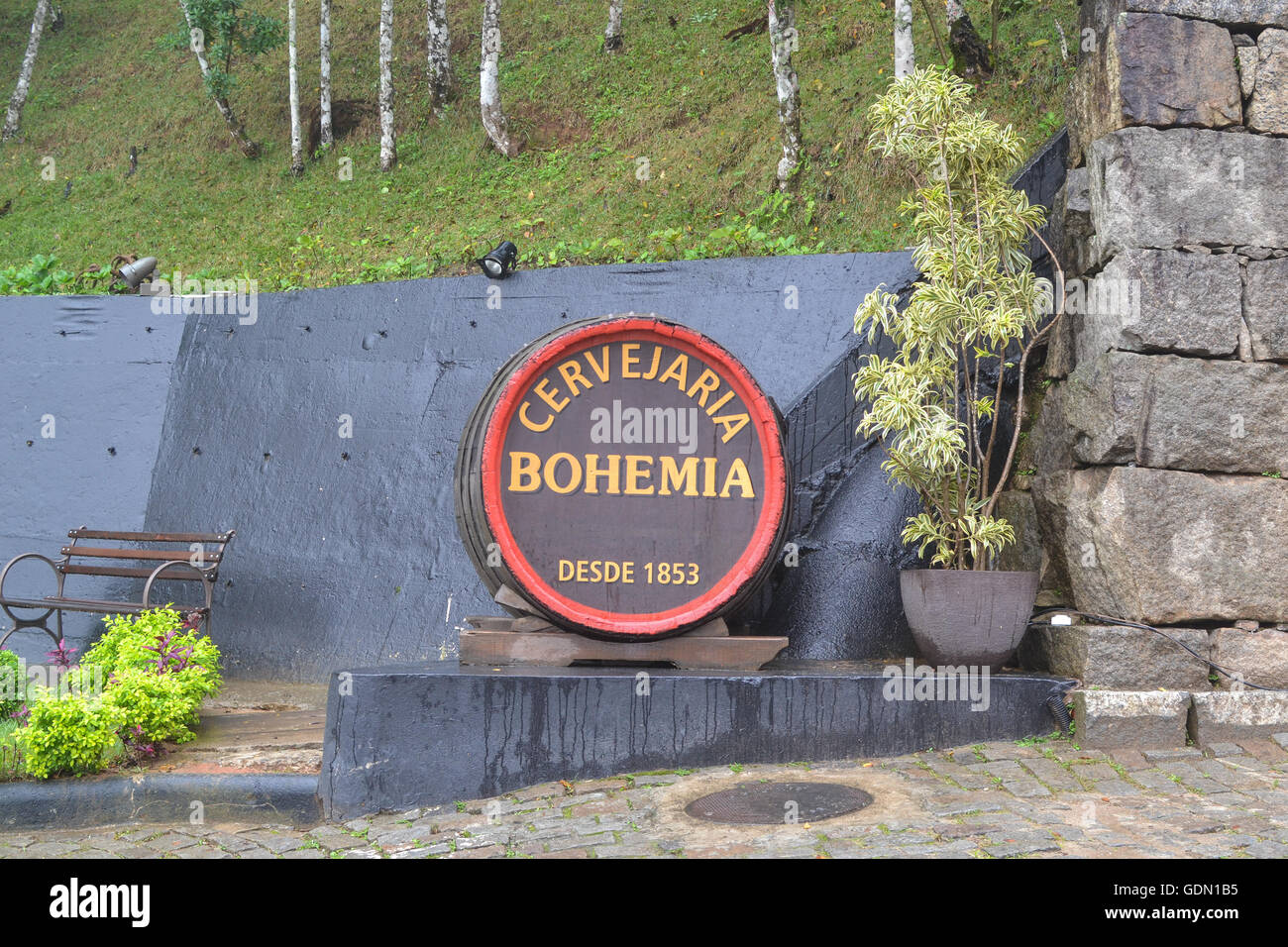 Ingresso della Boemia museo della fabbrica di birra in Petropolis, Rio de Janeiro, Brasile Foto Stock