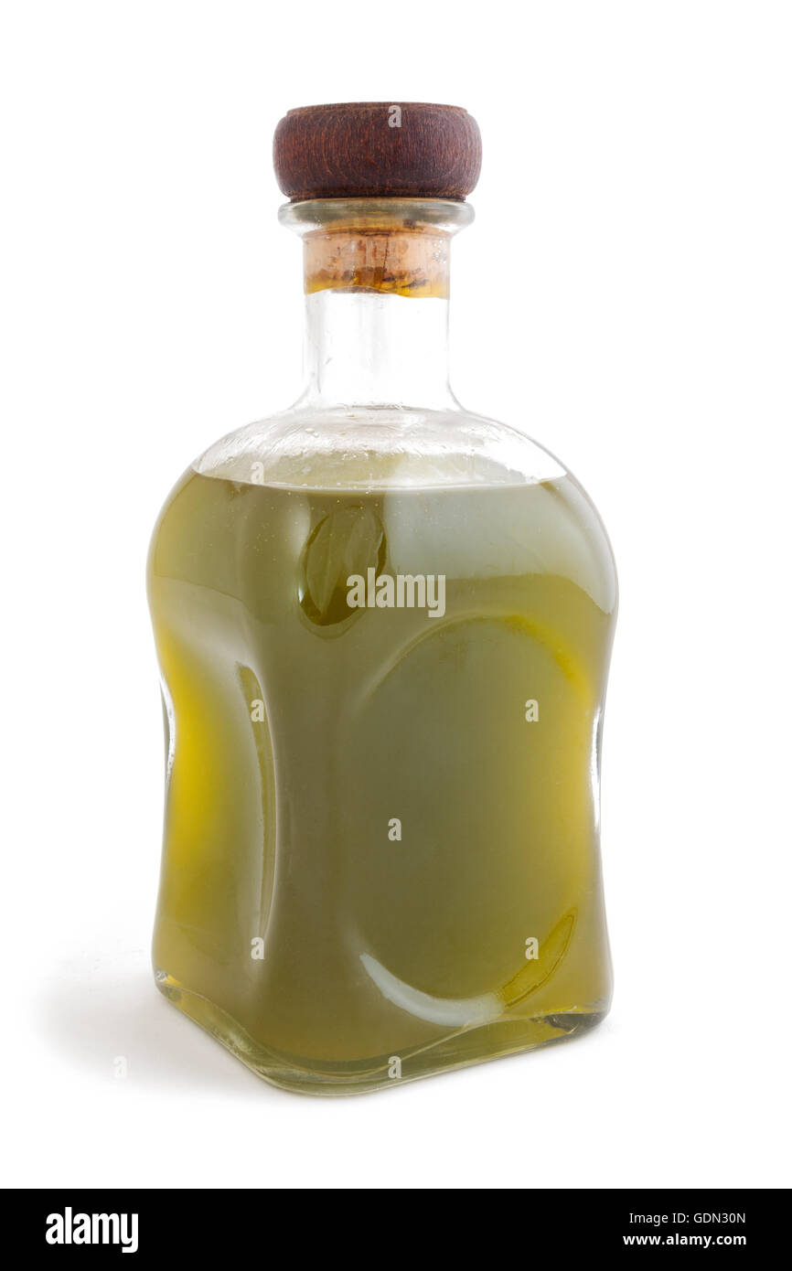 Olio di oliva Bottiglia su bianco Foto Stock