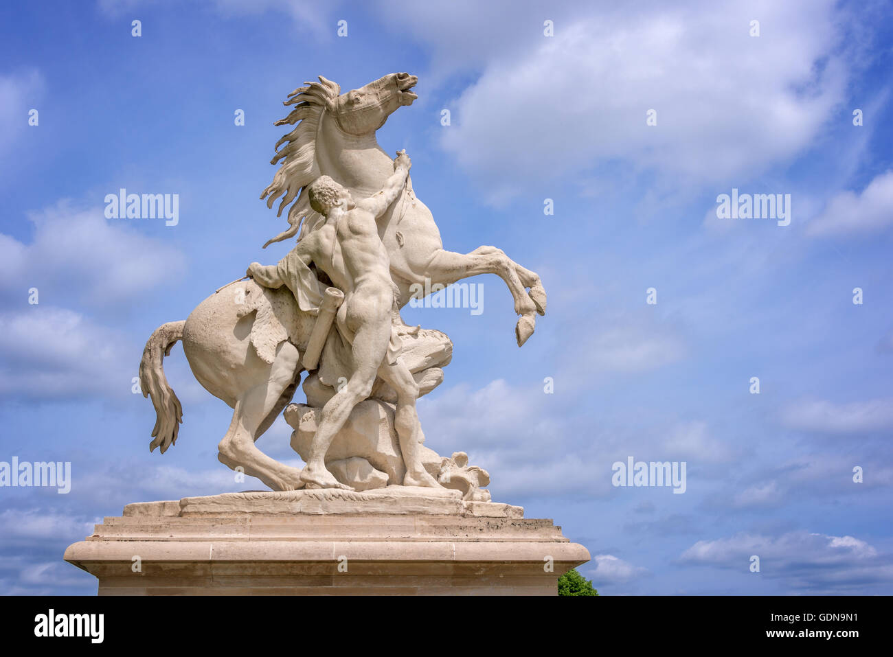 Cavalli di marly, sculture dal 1745 al castello di Marly, Francia Foto Stock