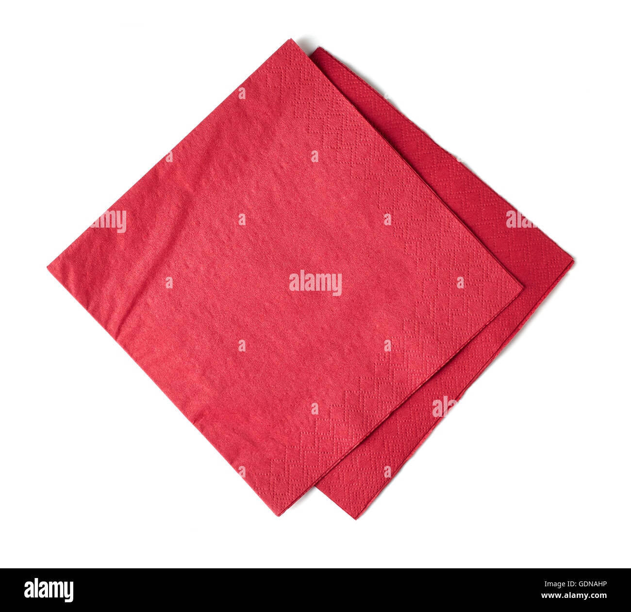 Rosso di tovaglioli di carta isolato su sfondo bianco Foto Stock