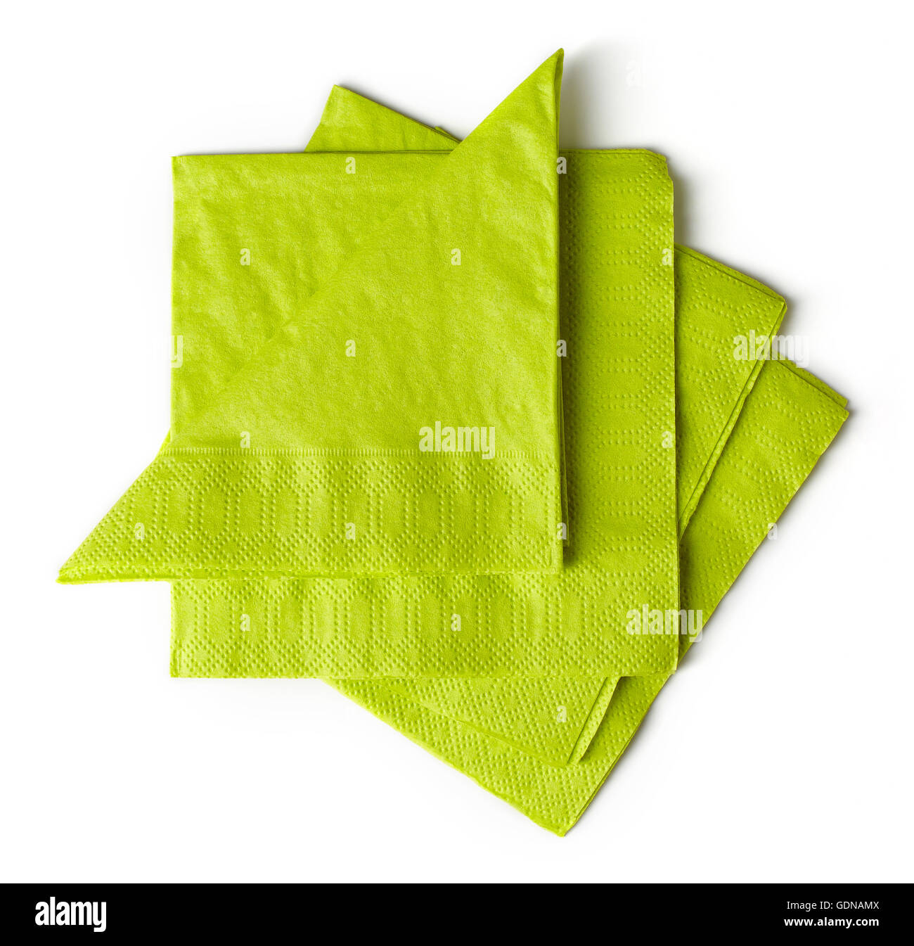 Il verde di tovaglioli di carta isolato su sfondo bianco Foto Stock