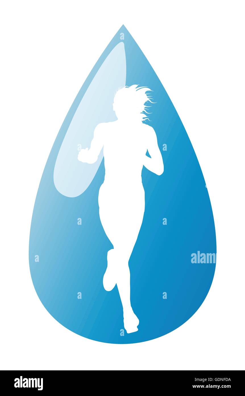 Esecuzione di donna liquido in acqua goccia vettore concetto di sfondo Illustrazione Vettoriale