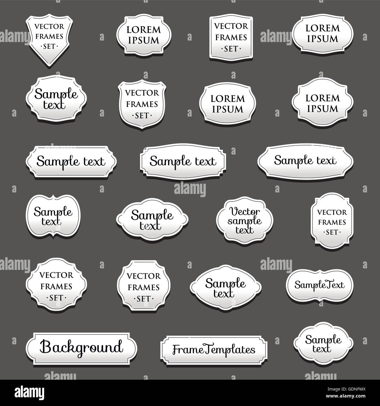 Isolate i telai stilizzati logo vettoriale set. Frontiere Vintage logotipi collezione. Illustrazione Vettoriale