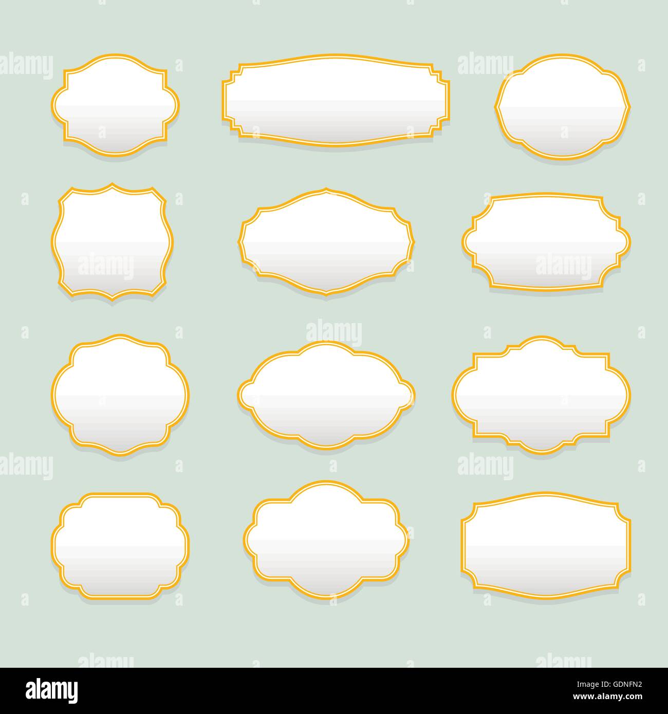 Isolate i telai stilizzati logo vettoriale set. Frontiere Vintage logotipi collezione. Illustrazione Vettoriale