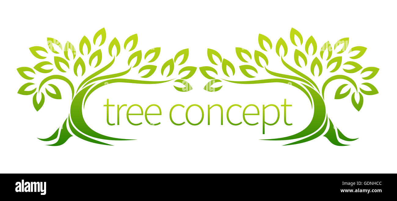 Icona di albero concetto di stilizzata di alberi con foglie, si presta ad essere utilizzato testo circostante Foto Stock