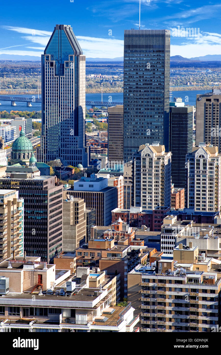 Lo skyline di Montreal vista da Mount Royal Foto Stock