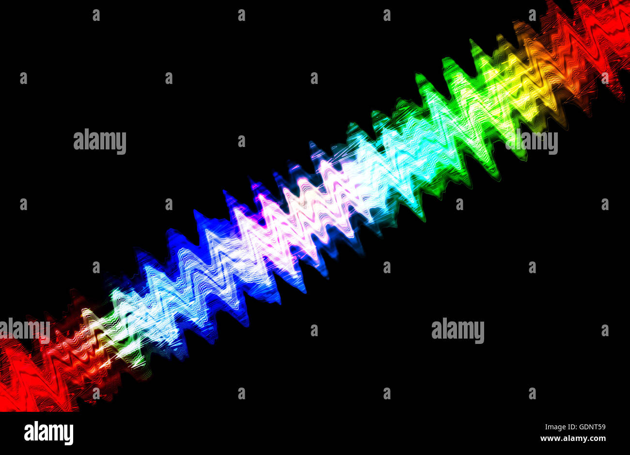 Abstract multicolor con motion blur su sfondo nero Foto Stock