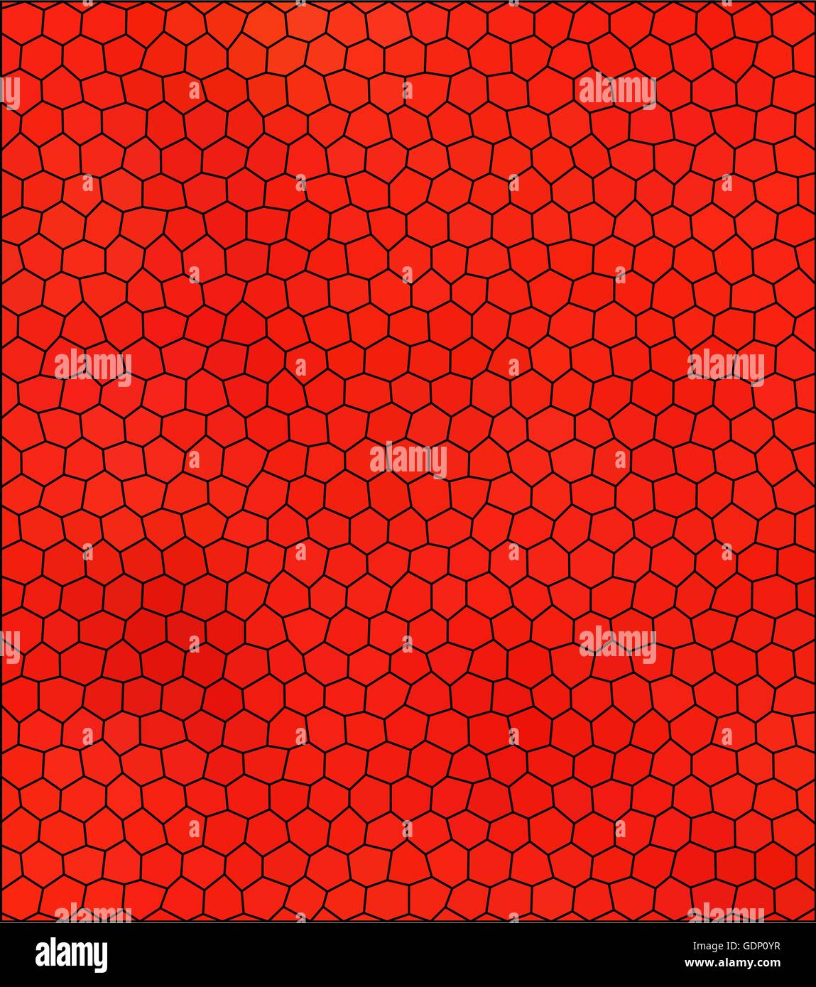 Abstract rosso sfondo esagonale con molti piccoli esagoni e giunti di nero. Illustrazione Vettoriale