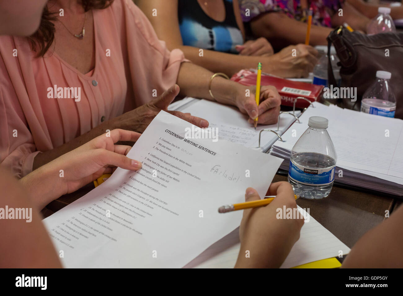 Las Vegas, Nevada - studio degli Immigrati per la cittadinanza degli Stati Uniti la prova. Foto Stock