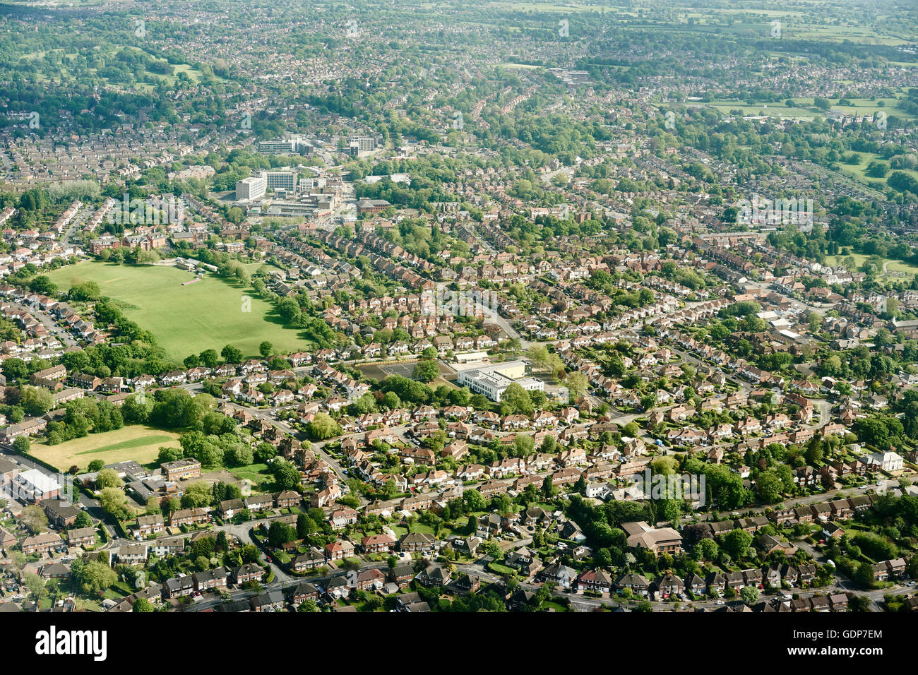 Vista aerea di alloggiamento suburbana , in Inghilterra, Regno Unito Foto Stock