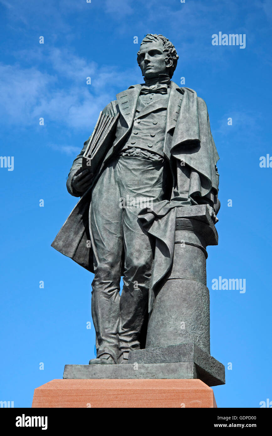 La statua di architetto scozzese William Henry Playfair all'esterno del Museo di Scozia nelle camere Street, Edimburgo. Foto Stock