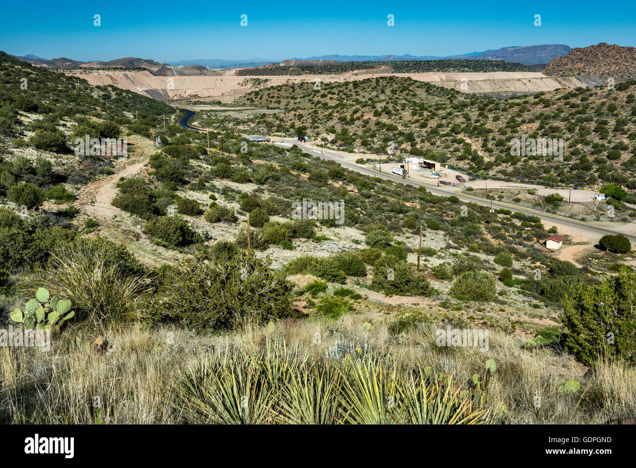 Il mio vicino di recupero entrata Cyprus-Bagdad Miniera di Rame, azionato da Freeport-McMoRan, vicino company town di Bagdad, Arizona, USA Foto Stock