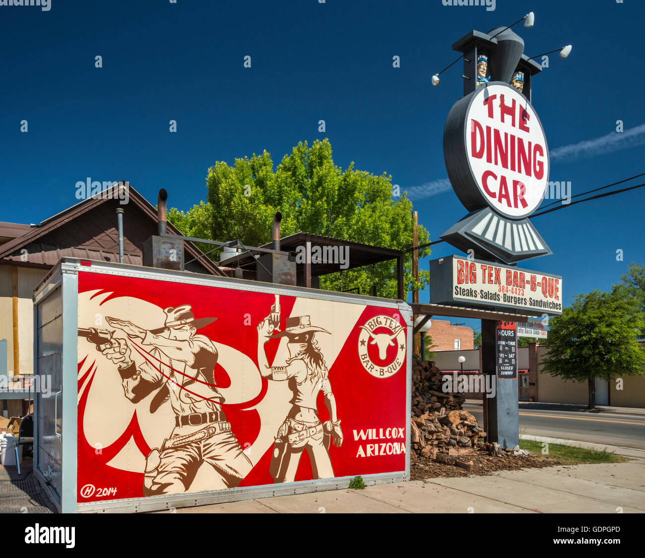 Murale presso il ristorante in Willcox, Arizona, Stati Uniti d'America Foto Stock