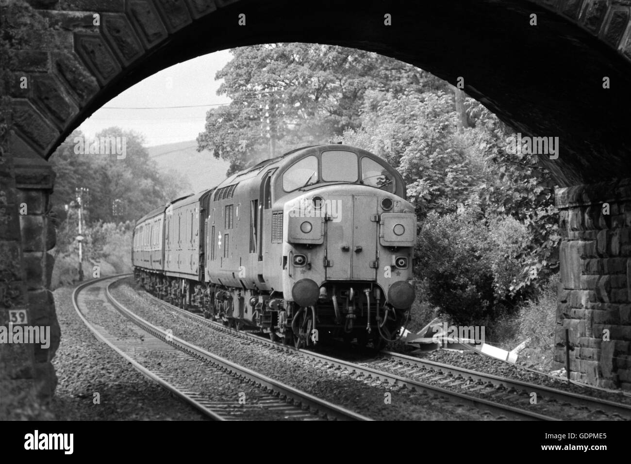 Un british rail class 37 loco diesel trasporta un treno passeggeri regno unito Foto Stock