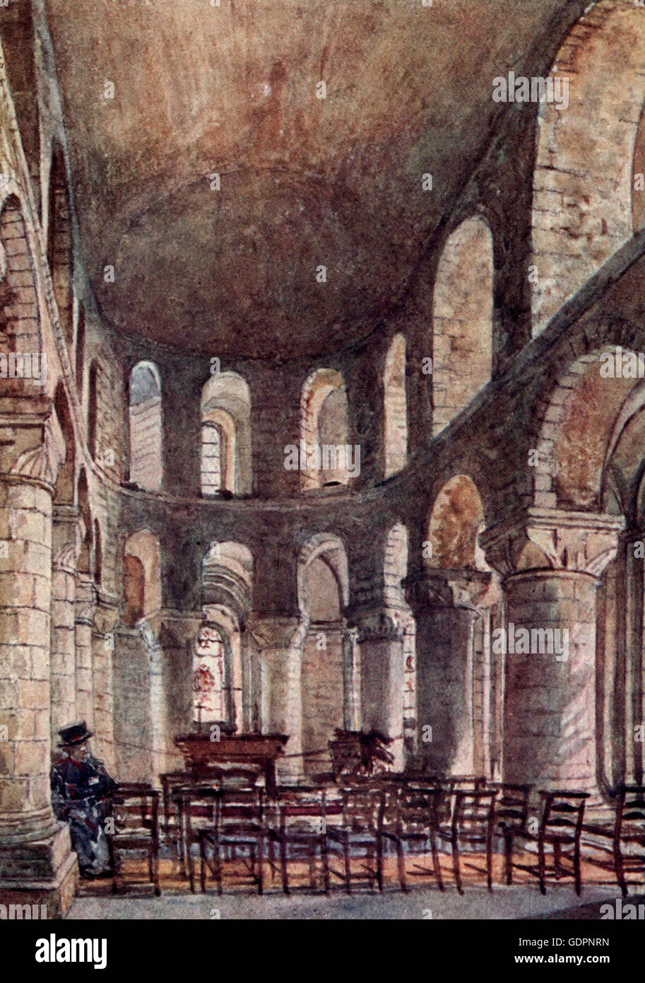 Interno della Basilica di San Giovanni in cappella la Torre Bianca, guardando verso est. Torre di Londra, circa 1908 Foto Stock