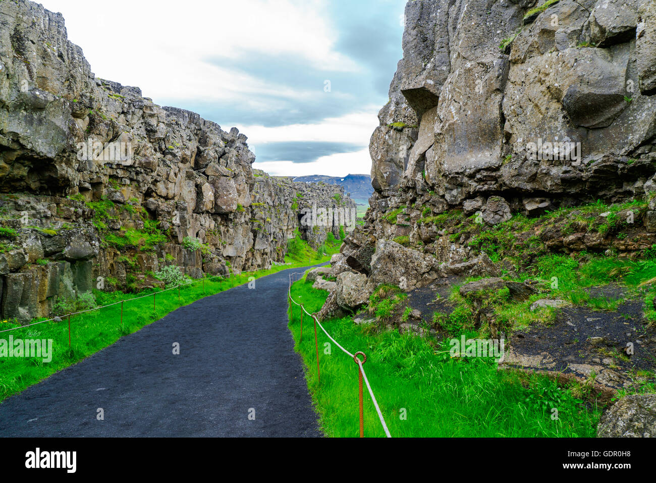 Cresta di Mid-Atlantic Ridge a Thingvellir National Park in Islanda Foto Stock