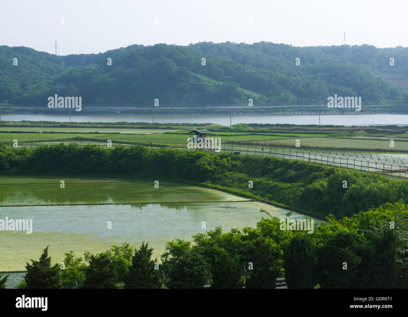 Corea del Nord e Corea del sud confine in imjingak, Sudogwon, Paju, Corea del Sud Foto Stock