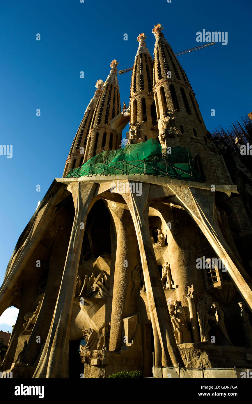 Barcellona, La Sagrada Familia: passione facciata Foto Stock