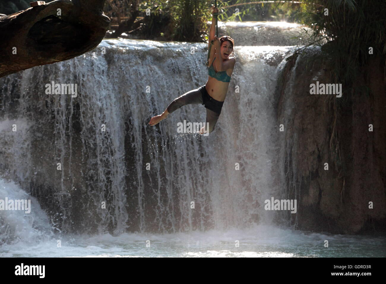 Le cascate di Kuang Tad Si vicino a Luang Prabang nel nord del Laos in Souteastasia. Foto Stock