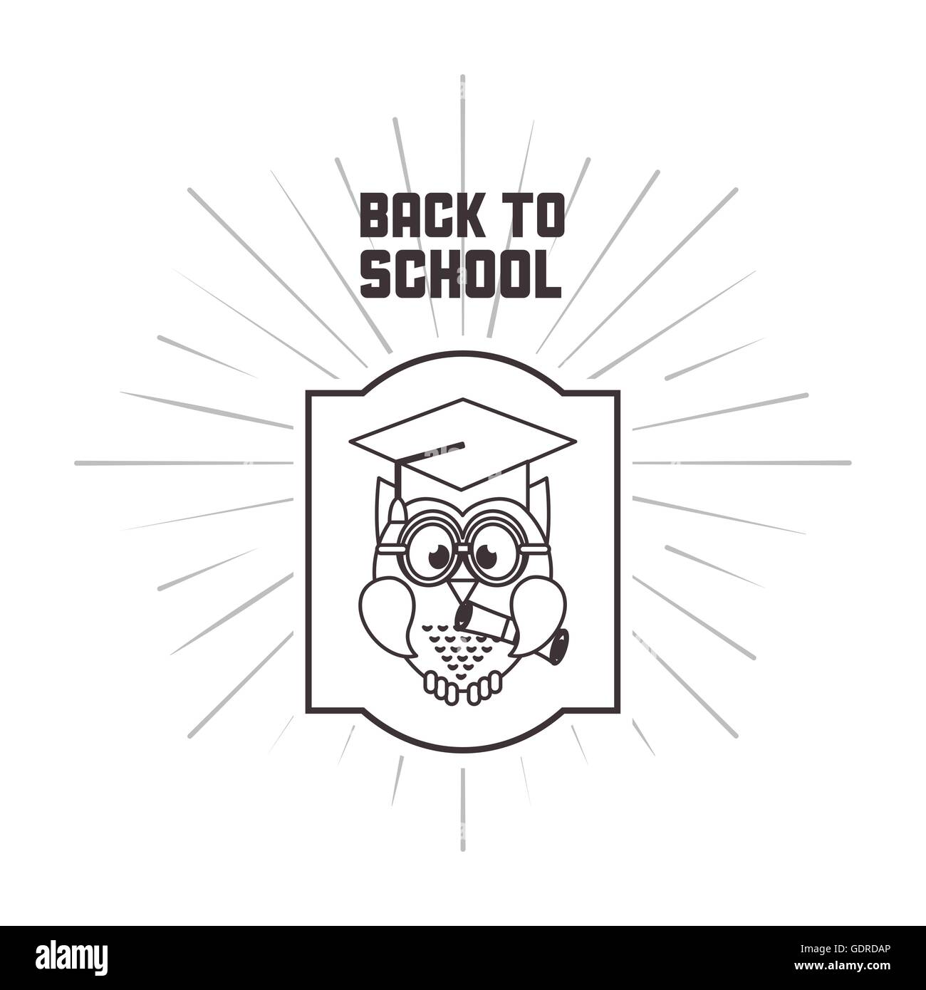 Owl cartoon icona. Si torna a scuola di design. Grafica vettoriale Illustrazione Vettoriale