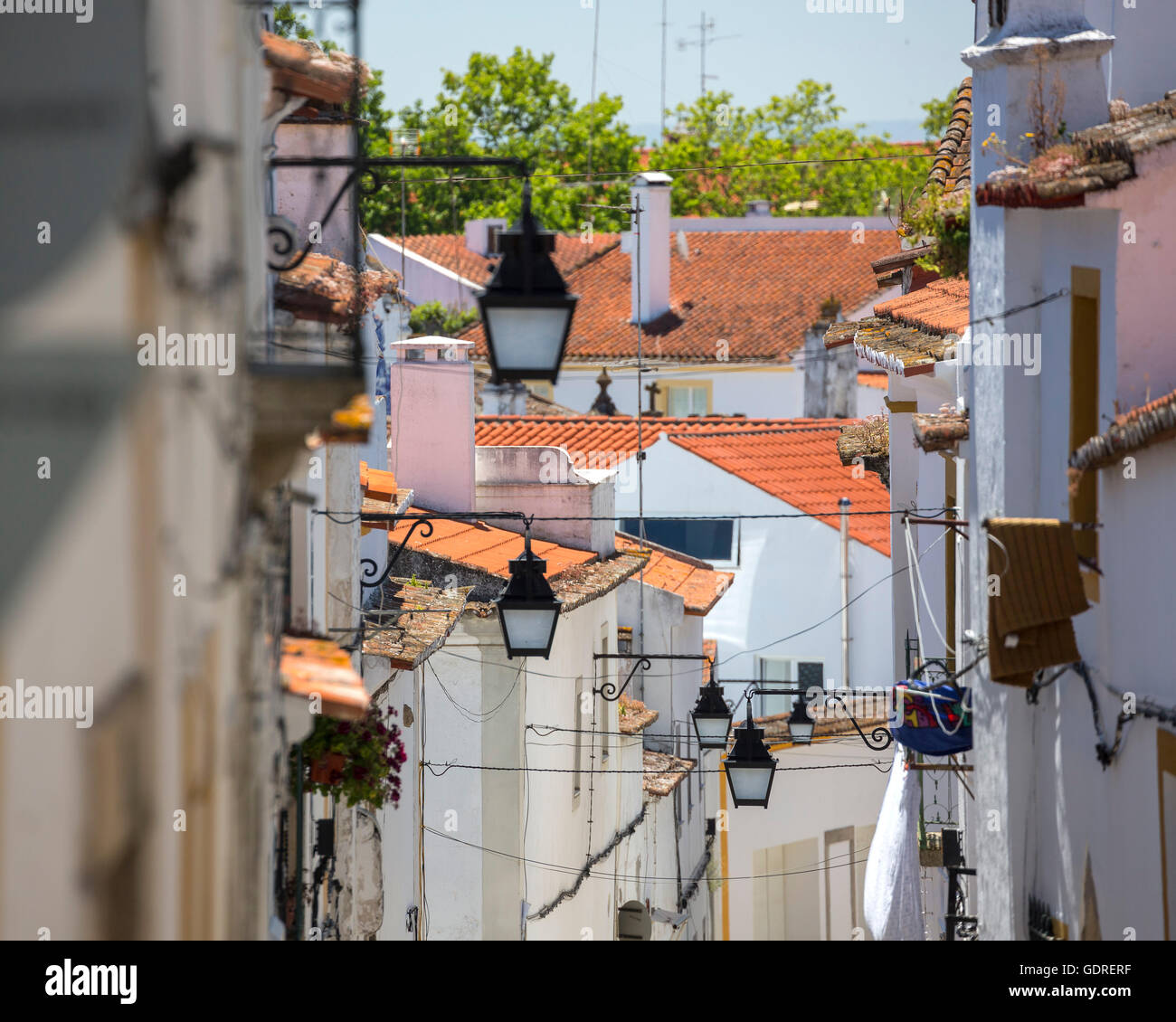 Strade in Evora, Evora, distretto di Évora, Portogallo, Europa, viaggi, fotografia di viaggio Foto Stock