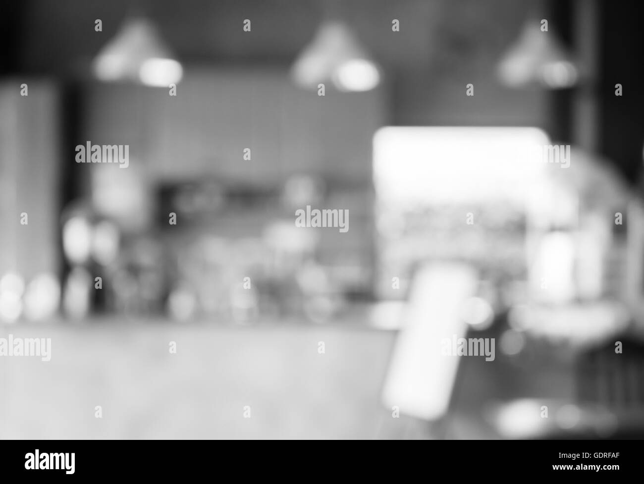Bianco e nero abstract blur coffee shop sfondo, stock photo Foto Stock