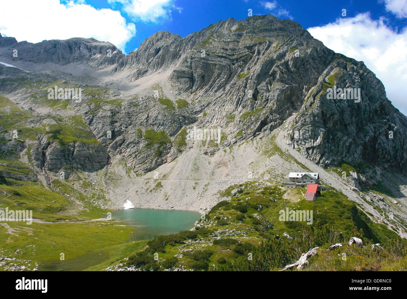 Geografia / viaggi, in Germania, in Baviera, paesaggi, Alpi Hintersteiner Tal, Prinz-Luitpold-Huette am Hochvogel, , Additional-Rights-Clearance-Info-Not-Available Foto Stock