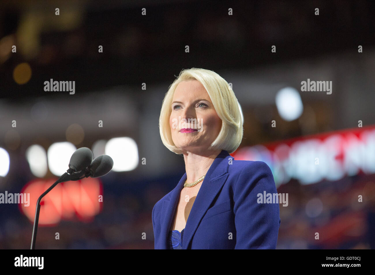Cleveland, Ohio, USA; Luglio 20, 2016: Callista Gingrich, moglie di Tritone, parla alla Convention Nazionale Repubblicana. (Philip Scalia/Alamy Live News) Foto Stock