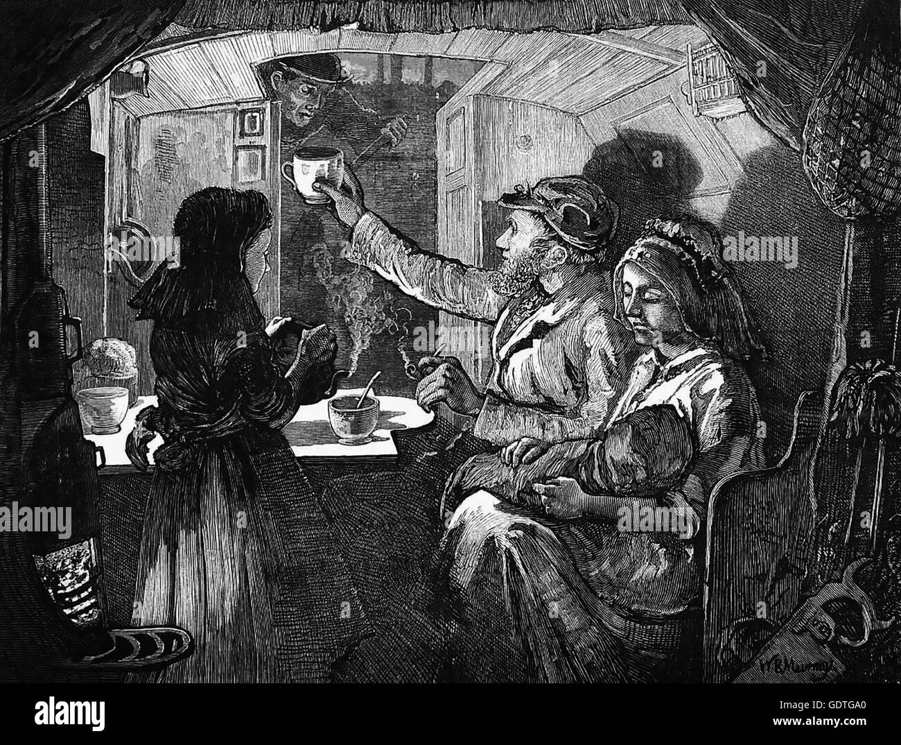 MONKEY barca dal London illustrato News nel 1874. Un 'Monkey " Barca è stata la seconda barca di due trainato da un cavallo Foto Stock