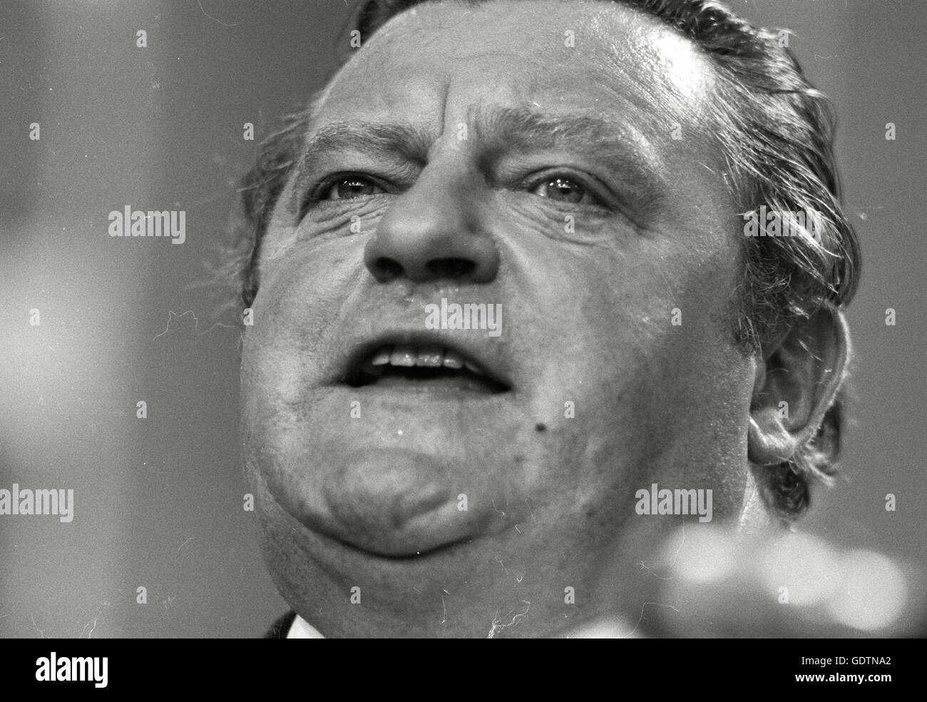 CSU leader del Partito Franz Josef Strauß al CDU convenzione di partito, 1971 Foto Stock