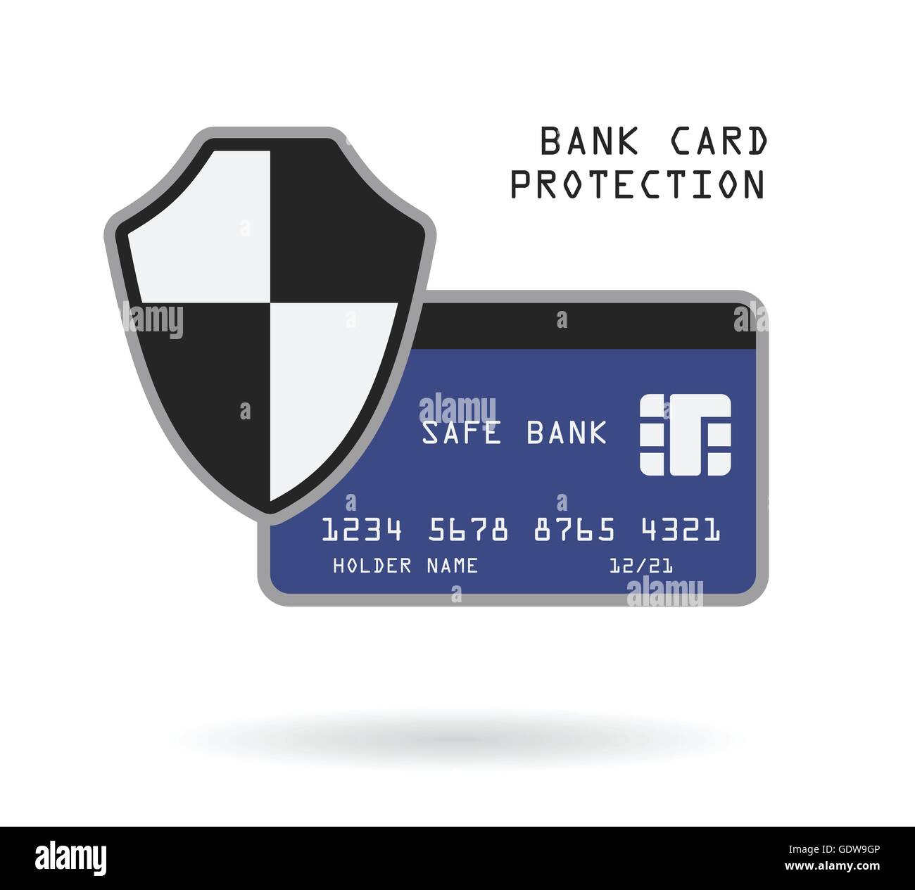 La carta di credito della banca security protezione finanziaria illustrazione vettoriale Illustrazione Vettoriale