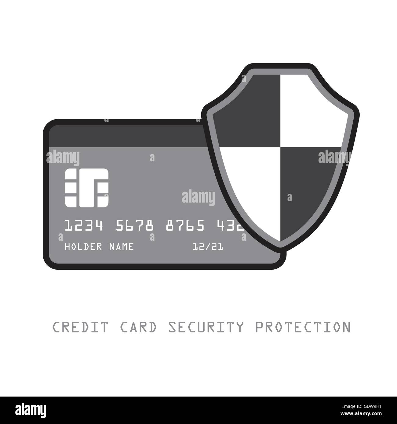 La sicurezza della carta di credito protezione vettore astratta icona illustrazione Illustrazione Vettoriale