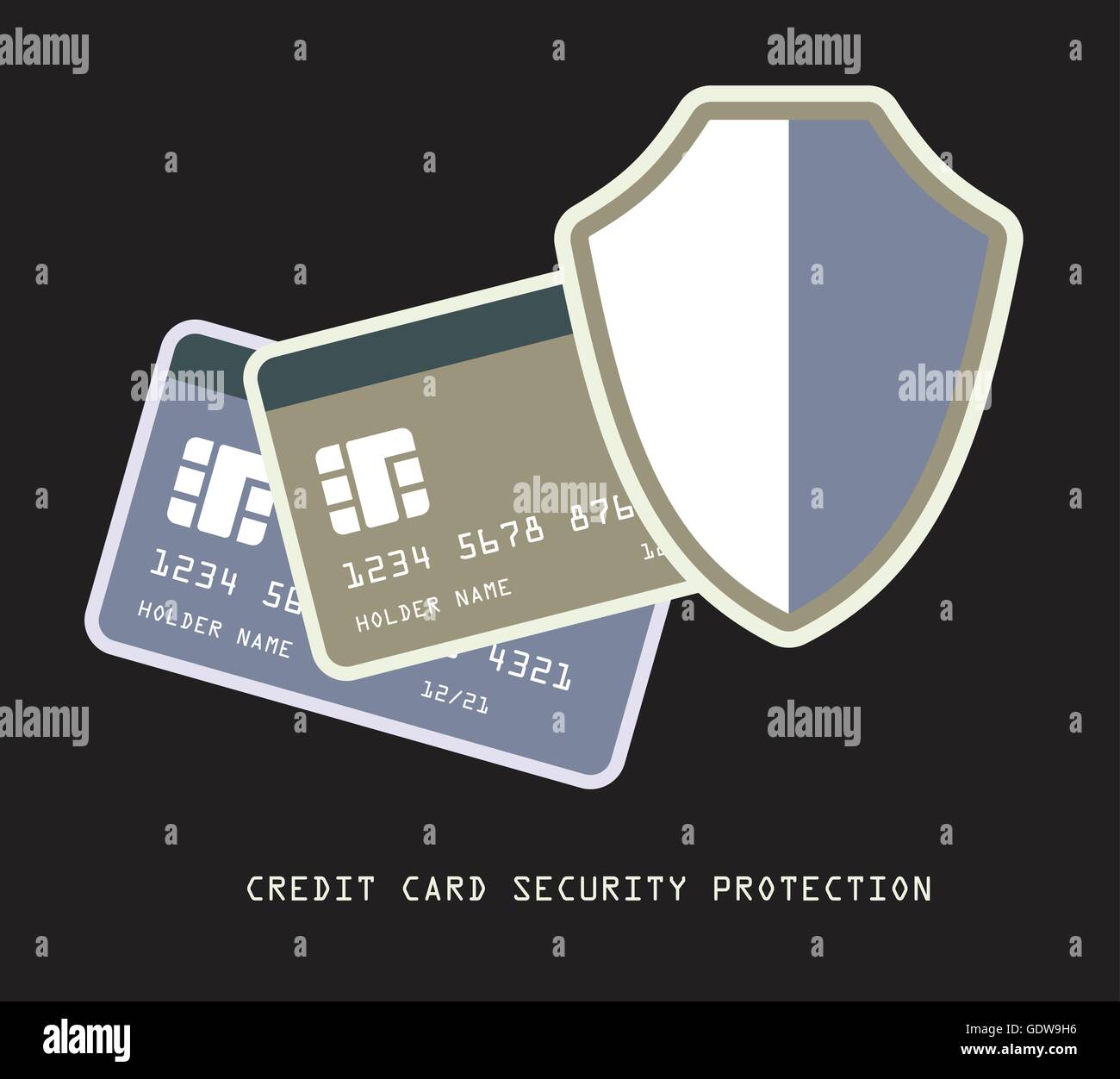 Carta di credito bancario moderno di protezione di sicurezza concetto vettoriale sfondo scuro illustrazione Illustrazione Vettoriale