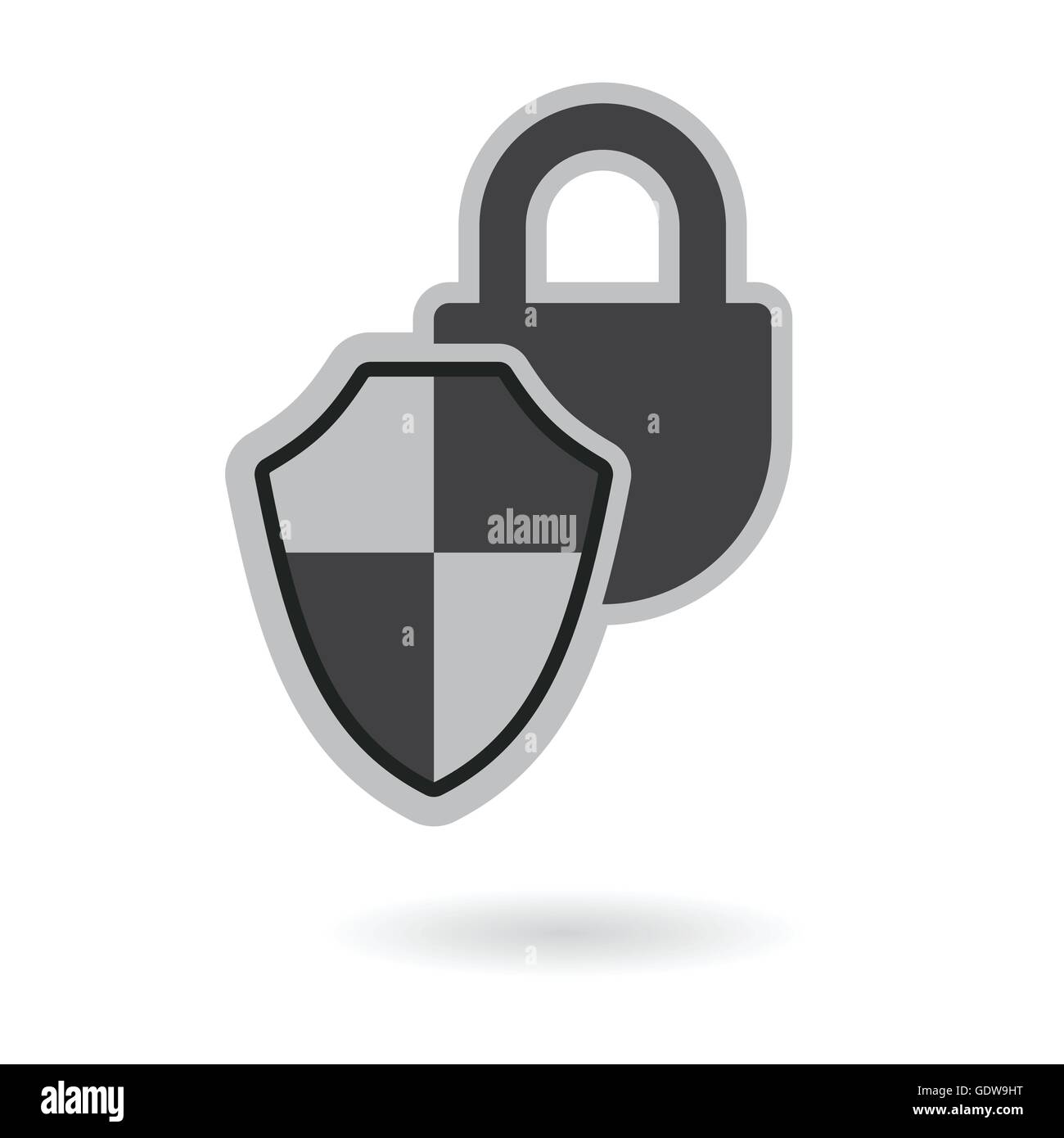 Protezione del lucchetto di sicurezza protezione simbolo illustrazione vettore isolato su bianco Illustrazione Vettoriale